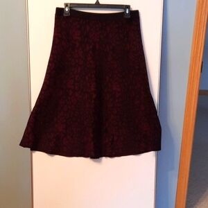 Knit burgundy animal print skirt